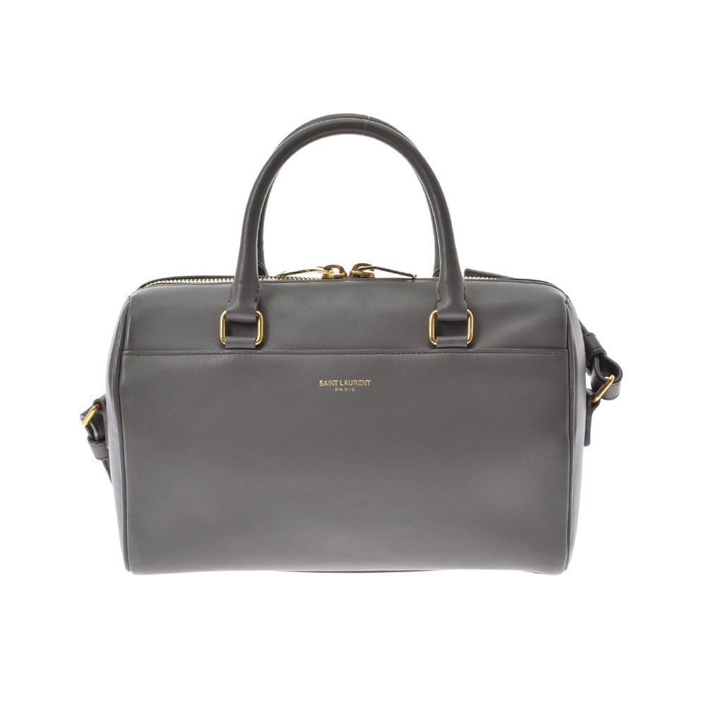 SAINT LAURENT Duffle Handbag Gray Calfskin Bag